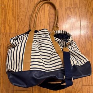 a new day Target Navy and Tan Striped Travel Weekender Bag Tote